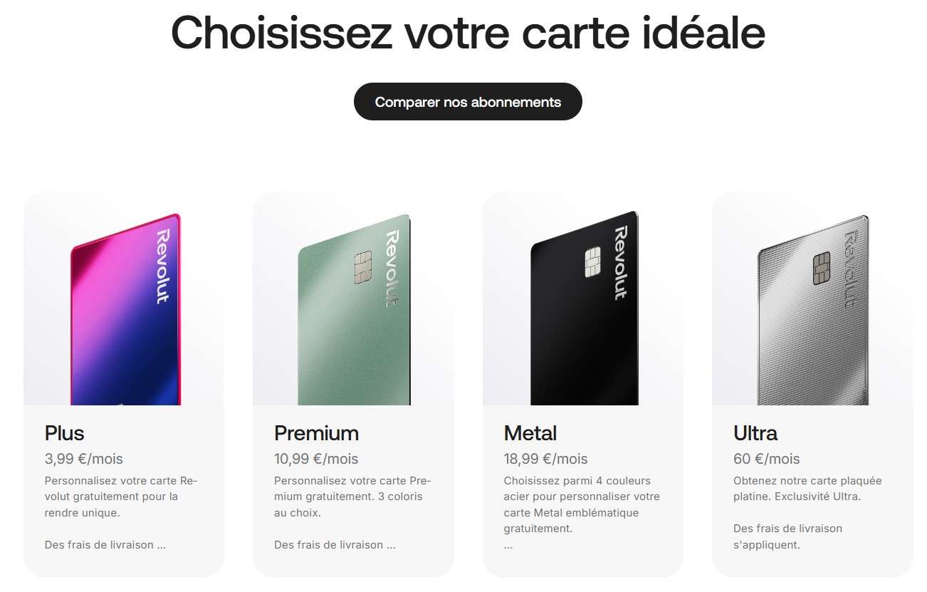 Avis Revolut - choix cartes bancaires